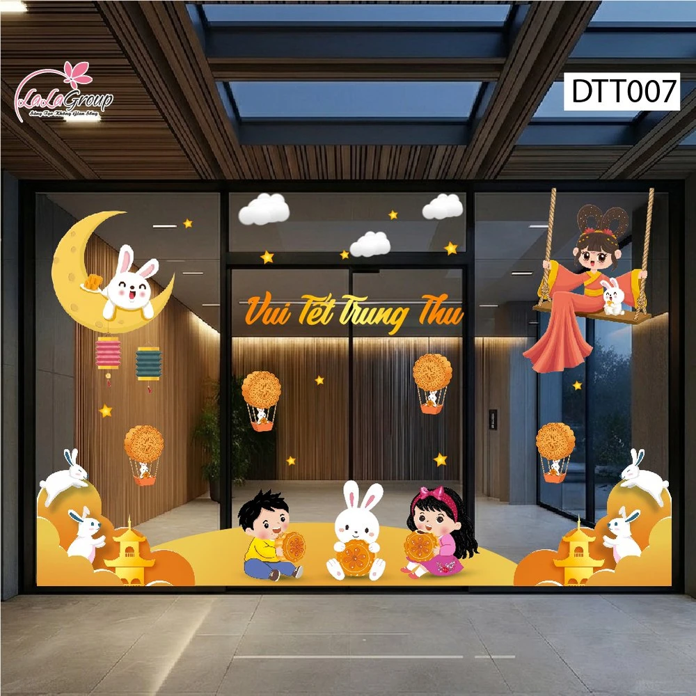Combo Decal Trang Trí Trung Thu Vui Tết Cung Trăng