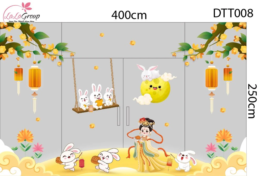 Combo Decal Trang Trí Trung Thu Hằng Nga Dạo Chơi Cung Trăng