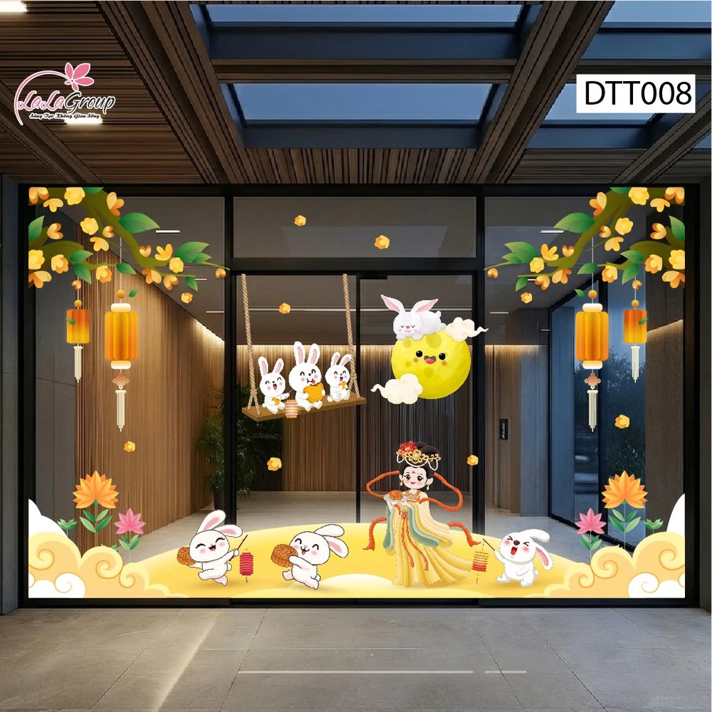 Combo Decal Trang Trí Trung Thu Hằng Nga Dạo Chơi Cung Trăng