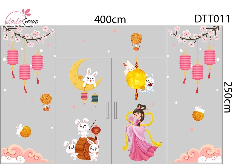 Combo Decal Trang Trí Trung Thu Vui Tết Trung Thu Sum Vầy