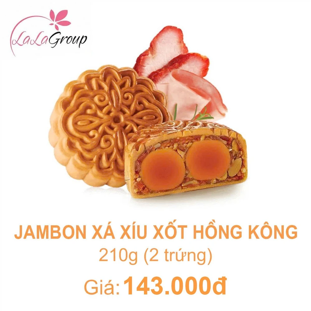 (JB2) Bánh Trung Thu Kido Jambon Xá Xíu Xốt Hồng Kông 2 Trứng 210g