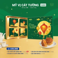 (CB6) Hộp 4 Bánh Trung Thu Kido Mỹ Vị Cát Tường Xanh Lá