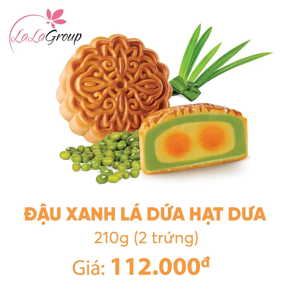 (DL2) Bánh Trung Thu KIDO Đậu Xanh Lá Dứa Hạt Dưa 2 trứng 210g