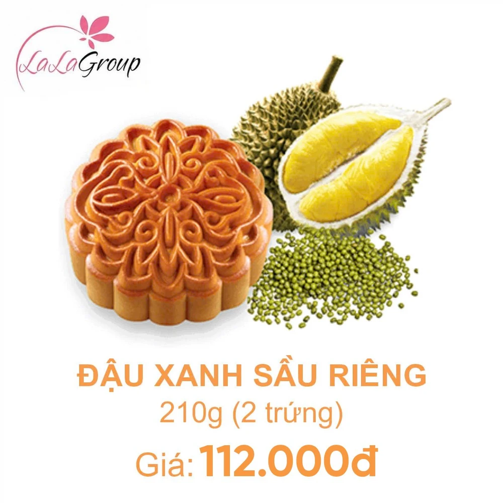 (DR2) Bánh Trung Thu Kido Đậu Xanh Sầu Riêng 2 trứng 210g