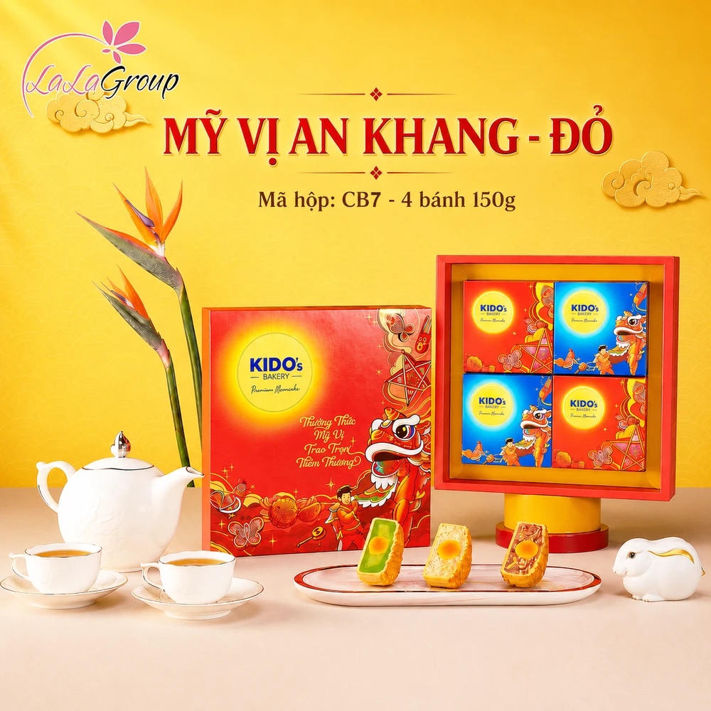 Hộp 4 Bánh Trung Thu Kido Mỹ Vị An Khang Đỏ (CB7)
