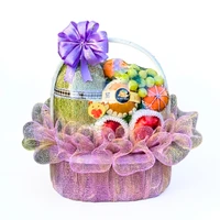 Giỏ Trái Cây Nhập Khẩu Tone Tím Pastel Kiêu Sa Thơ Mộng
