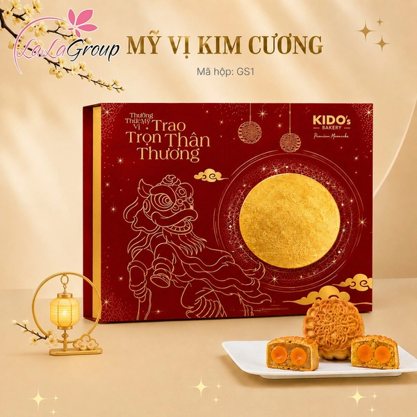 (GS1) Hộp 6 Bánh Trung Thu Kido Mỹ Vị Kim Cương