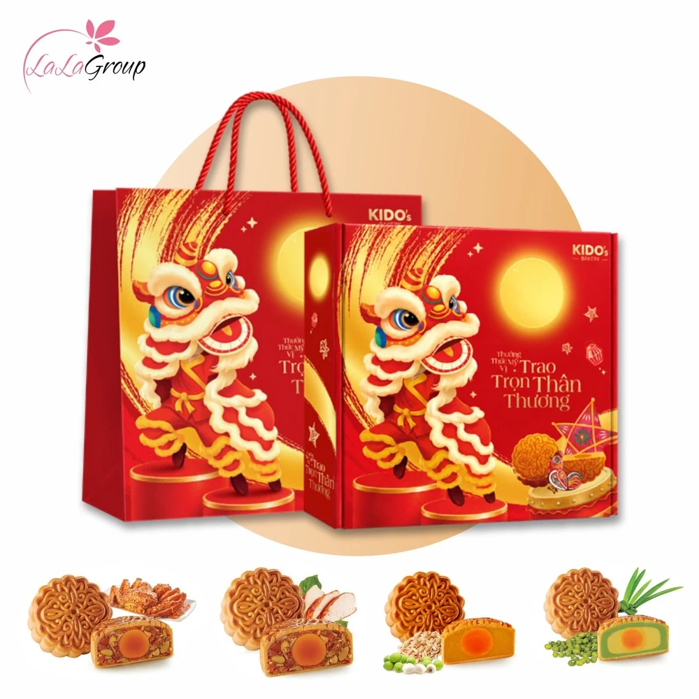Hộp 4 Bánh Trung Thu KIDO Cát Tường (HỘP ĐỎ)