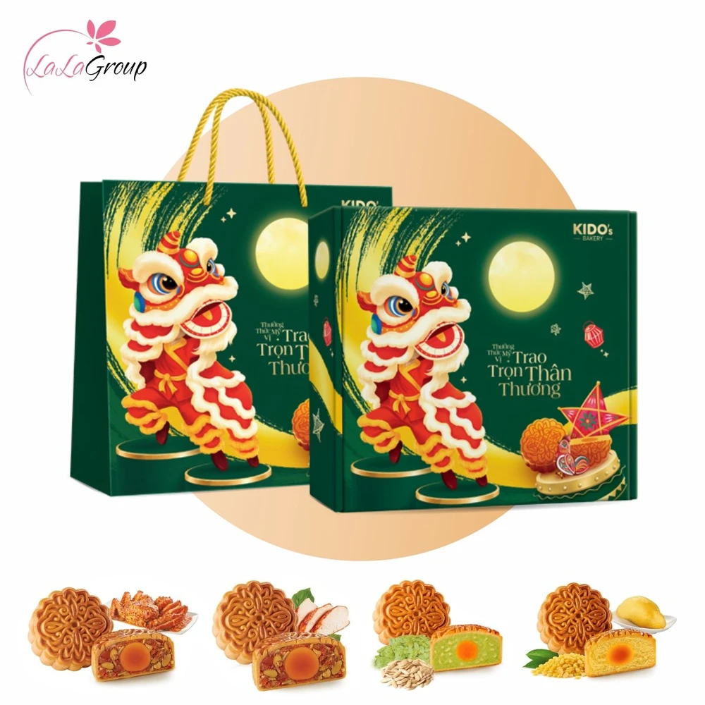 Hộp 4 Bánh Trung Thu KIDO Tài Lộc (HỘP XANH)