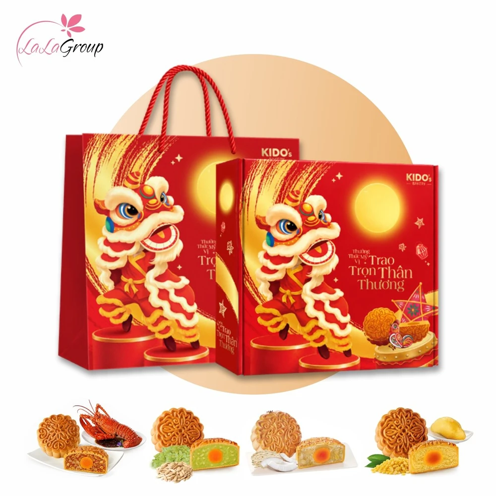 Hộp 4 Bánh Trung Thu KIDO Thịnh Vượng (HỘP ĐỎ)