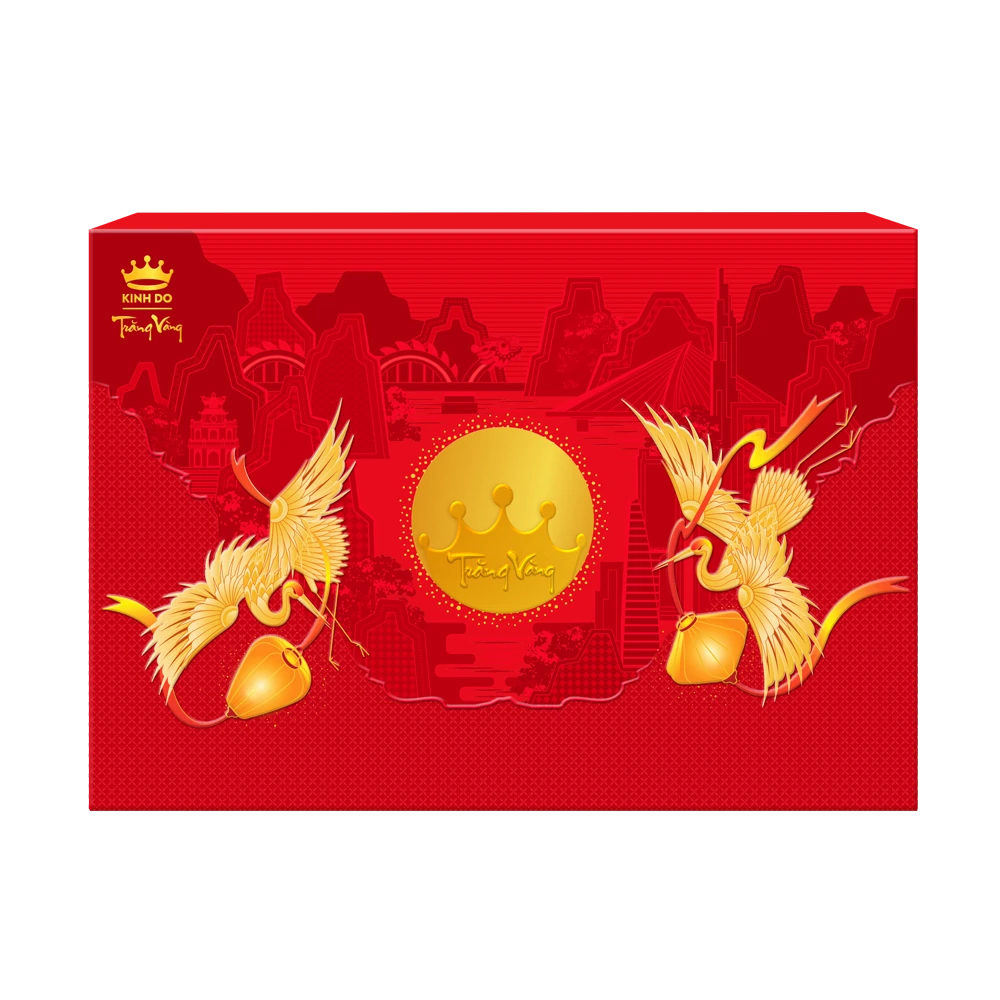 (HKD) Bánh Trung Thu Kinh Đô Trăng Vàng Hoàng Kim Vinh Hiển Đỏ Thượng Hạng - Hộp 4 Bánh 160g