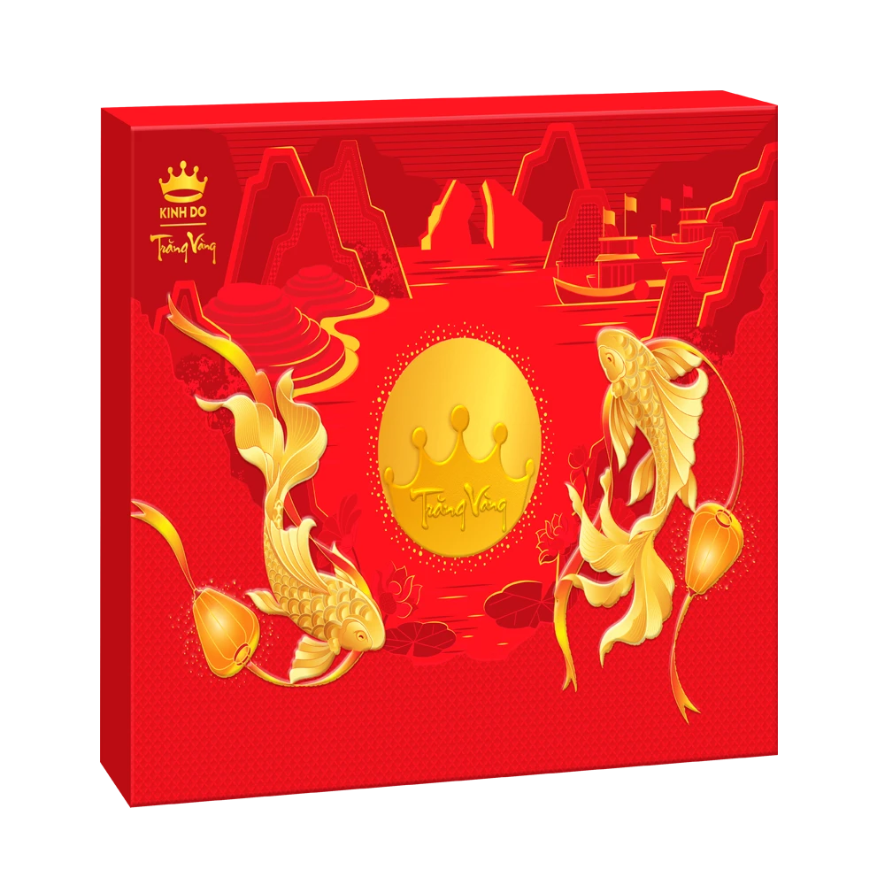 (HND) Bánh Trung Thu Kinh Đô Trăng Vàng Hồng Ngọc An Thịnh (Đỏ) - Hộp 4 bánh 160g