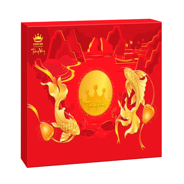 (HND) Bánh Trung Thu Kinh Đô Trăng Vàng Hồng Ngọc An Thịnh (Đỏ) - Hộp 4 bánh 160g