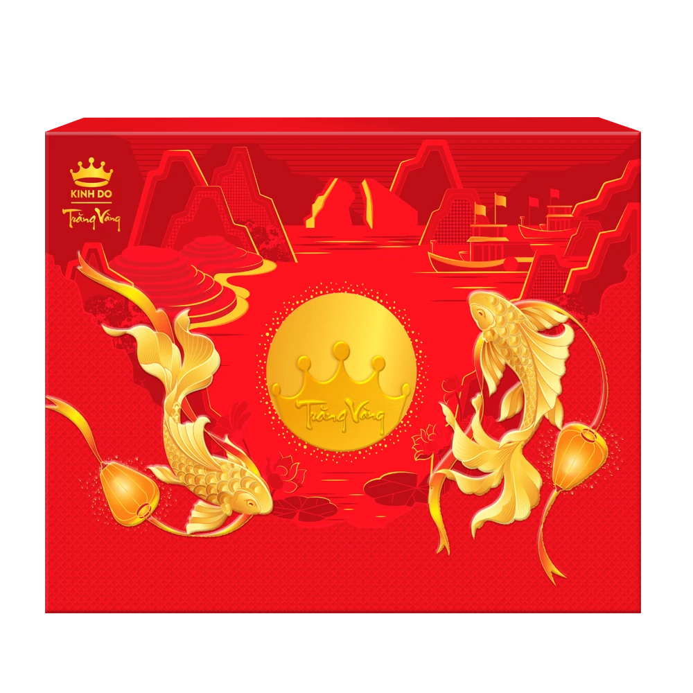 (HND) Bánh Trung Thu Kinh Đô Trăng Vàng Hồng Ngọc An Thịnh (Đỏ) - Hộp 4 bánh 160g