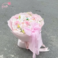 Bó Hoa Hồng Tỷ Muội Mix Hoa Sáp Tone Hồng Dịu Dàng