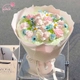 Bó hoa sáp thơm sắc hồng pastel mix hoa xanh trắng