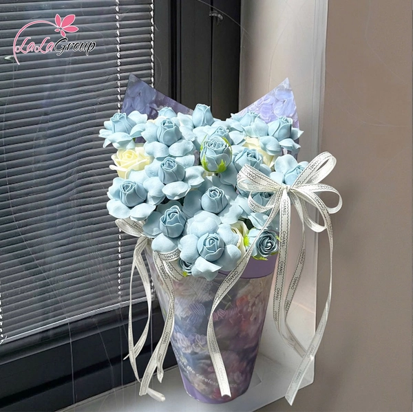 Bó Ốc Quế Hoa Hồng Sáp Tỷ Muội Mix Nơ Ngọt Ngào