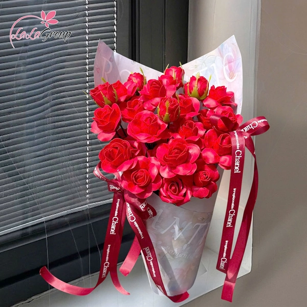 Bó Ốc Quế Hoa Hồng Sáp Tỷ Muội Mix Nơ Ngọt Ngào