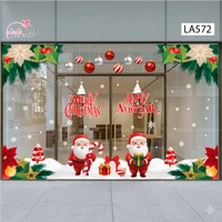Combo Decal Nguyên Tấm Trang Trí Noel Hoa Trạng Nguyên, Quả Châu Treo Và Ông Già Noel