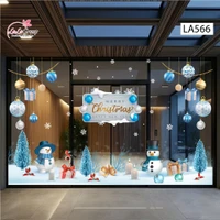 Combo Decal Nguyên Tấm Trang Trí Noel Người Tuyết Băng Giá, Quả Châu Xanh Sang Trọng