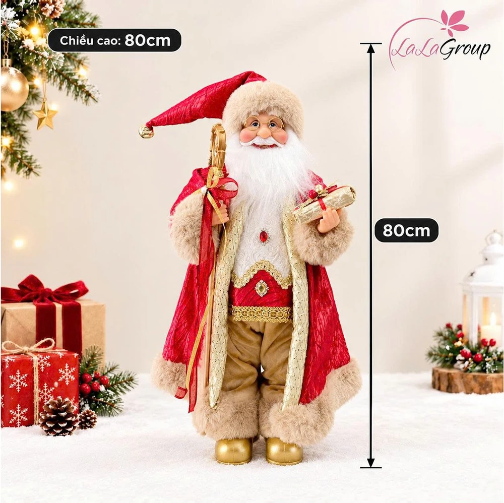 Mô hình Ông Già Noel Trang Trí Cây Thông Size 80cm