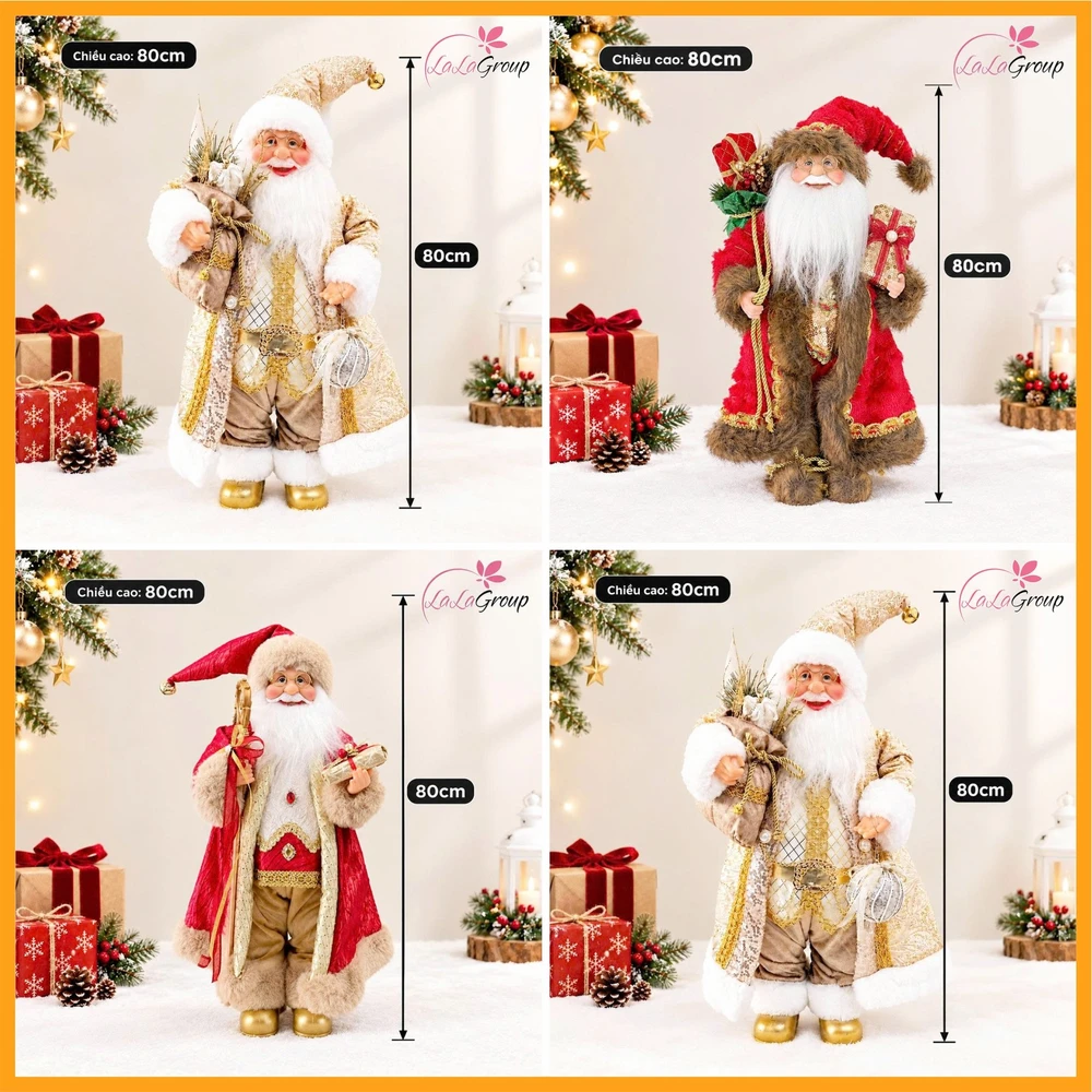 Mô hình Ông Già Noel Trang Trí Cây Thông Size 80cm