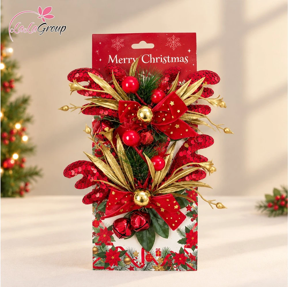 Set 2 Nơ Chuông Sừng Tuần Lộc treo trang trí noel
