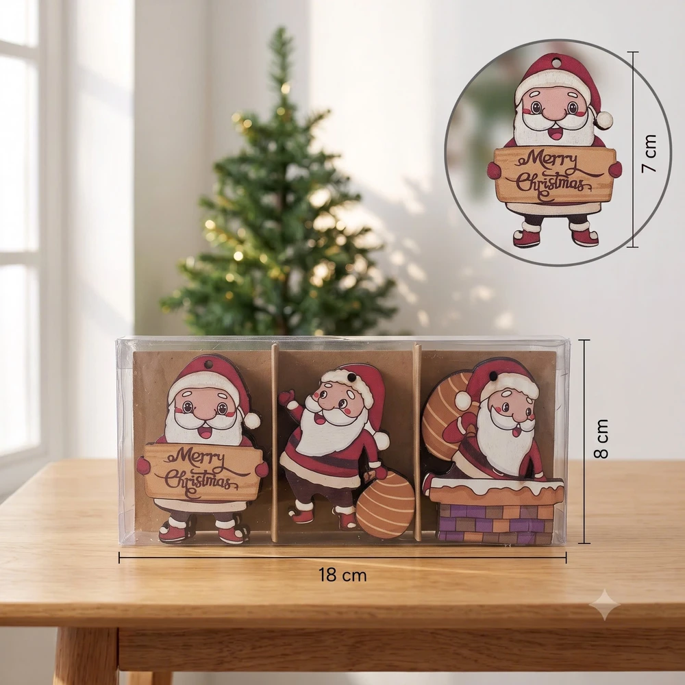 Phụ kiện 9 dây treo bằng gỗ xinh xắn treo trang trí noel