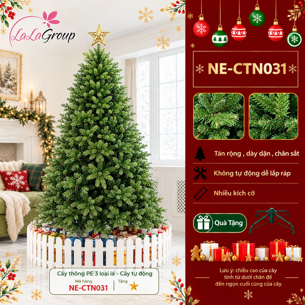 Cây Thông PE 3 Loại Lá- Cây tự động (LP-OT)