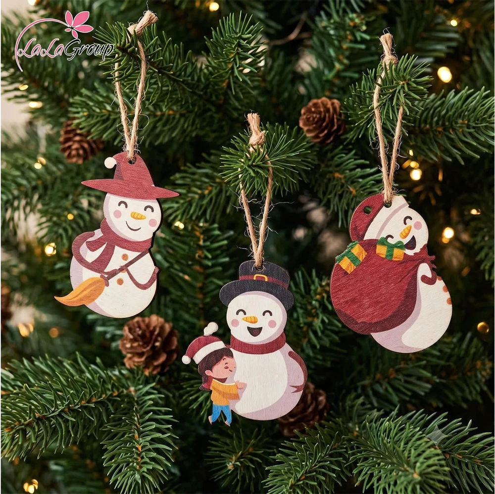 Phụ kiện 9 dây treo bằng gỗ xinh xắn treo trang trí noel