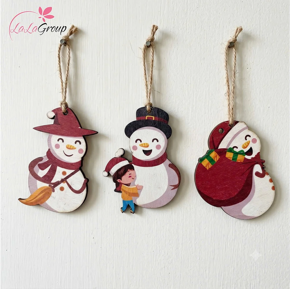 Phụ kiện 9 dây treo bằng gỗ xinh xắn treo trang trí noel