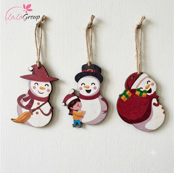 Phụ kiện 9 dây treo bằng gỗ xinh xắn treo trang trí noel