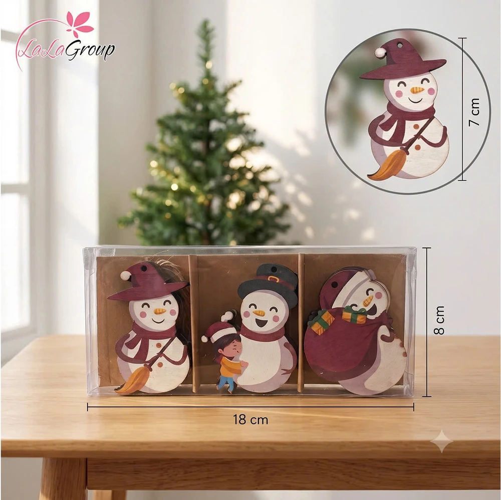 Phụ kiện 9 dây treo bằng gỗ xinh xắn treo trang trí noel