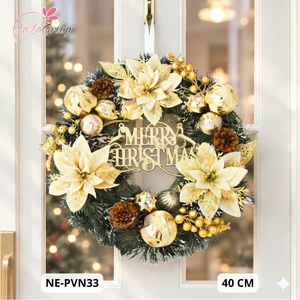 Vòng nguyệt quế trang trí noel sắc vàng