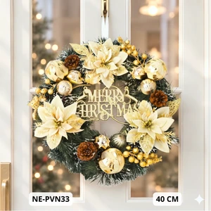 Vòng nguyệt quế trang trí noel sắc vàng