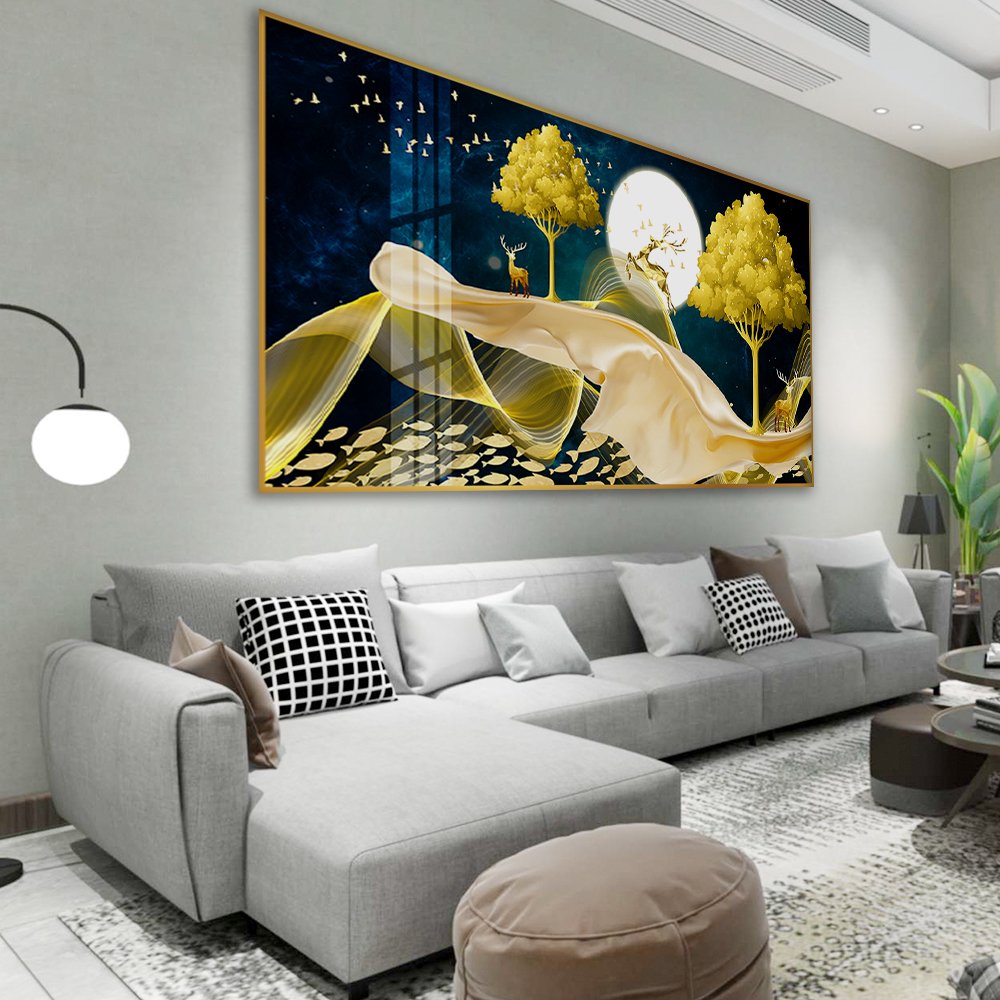 Tranh treo tường nai vàng dưới trời đêm 2