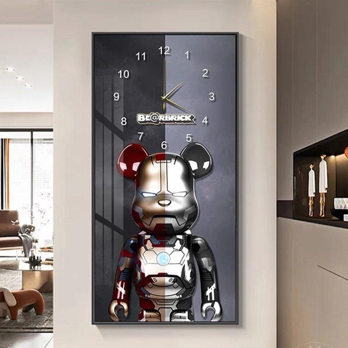 Tranh đồng hồ treo tường Gấu Bearbrick cao cấp 10
