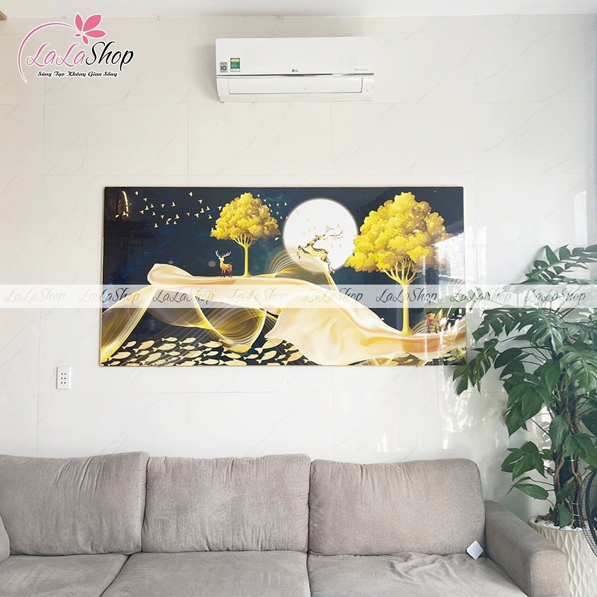 Tranh treo tường nai vàng dưới trời đêm 2