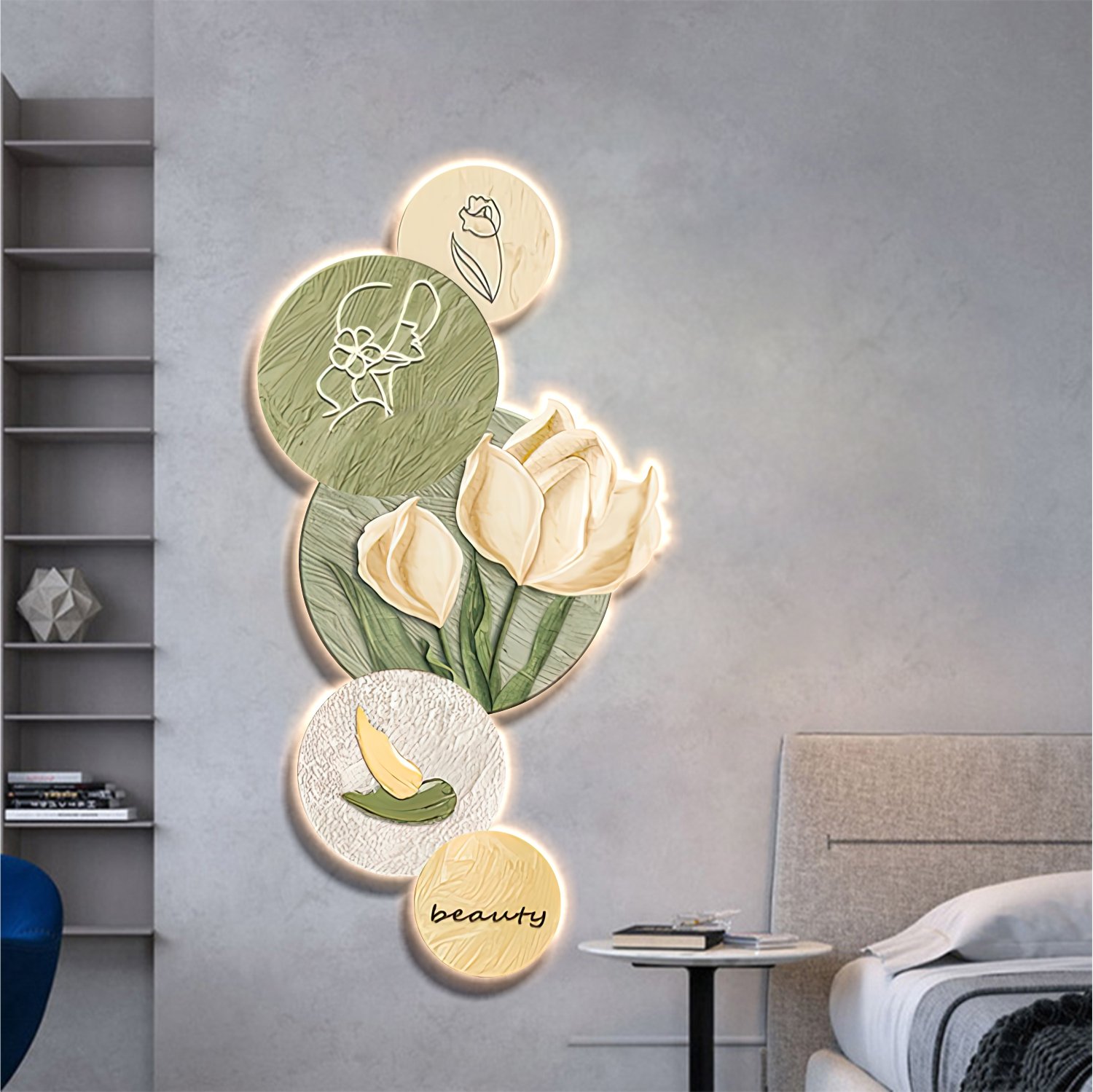 Tranh Đèn Led Tráng Gương Pha Lê nghệ thuật đơn giản 242