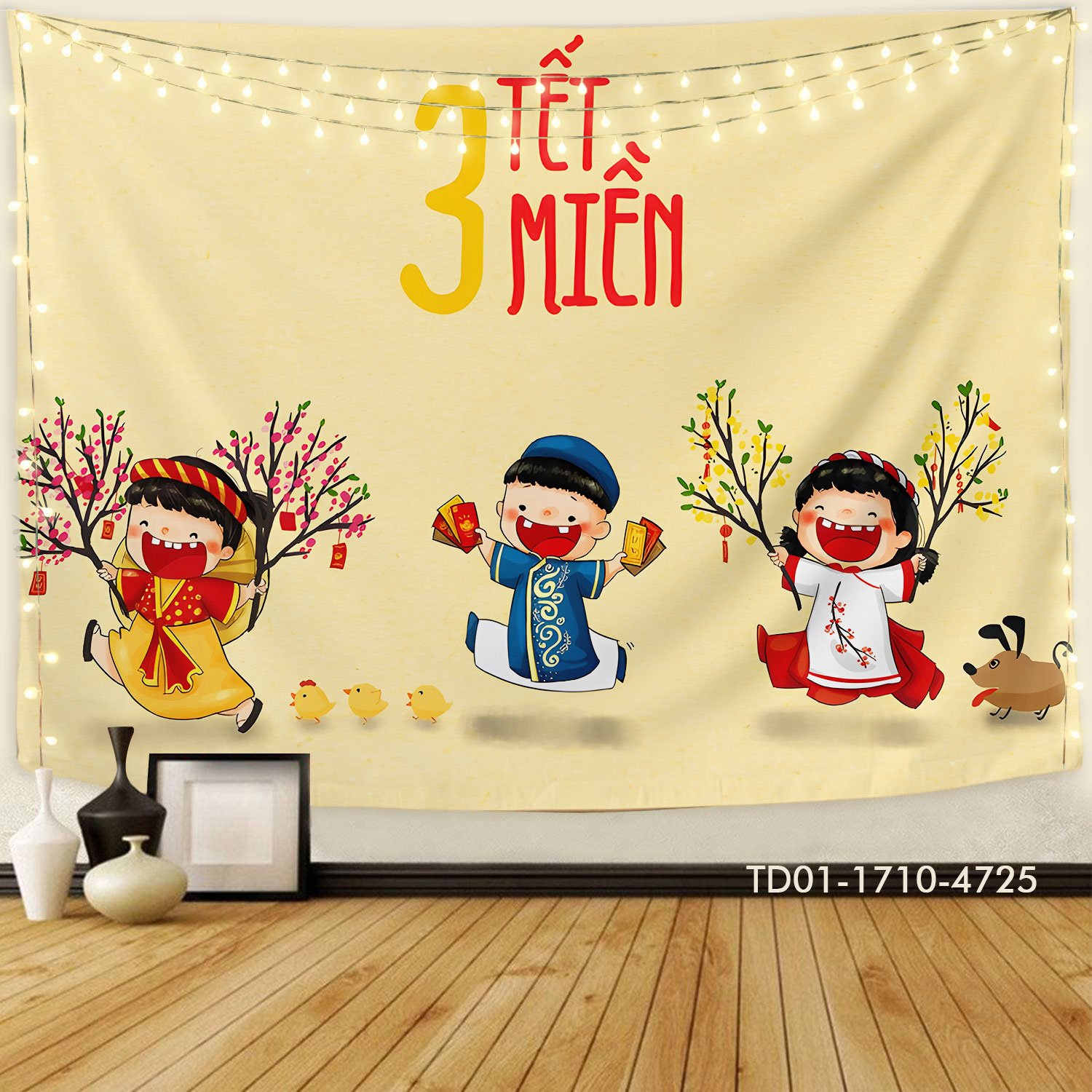 Tranh vải treo tường trang trí tết 3 miền
