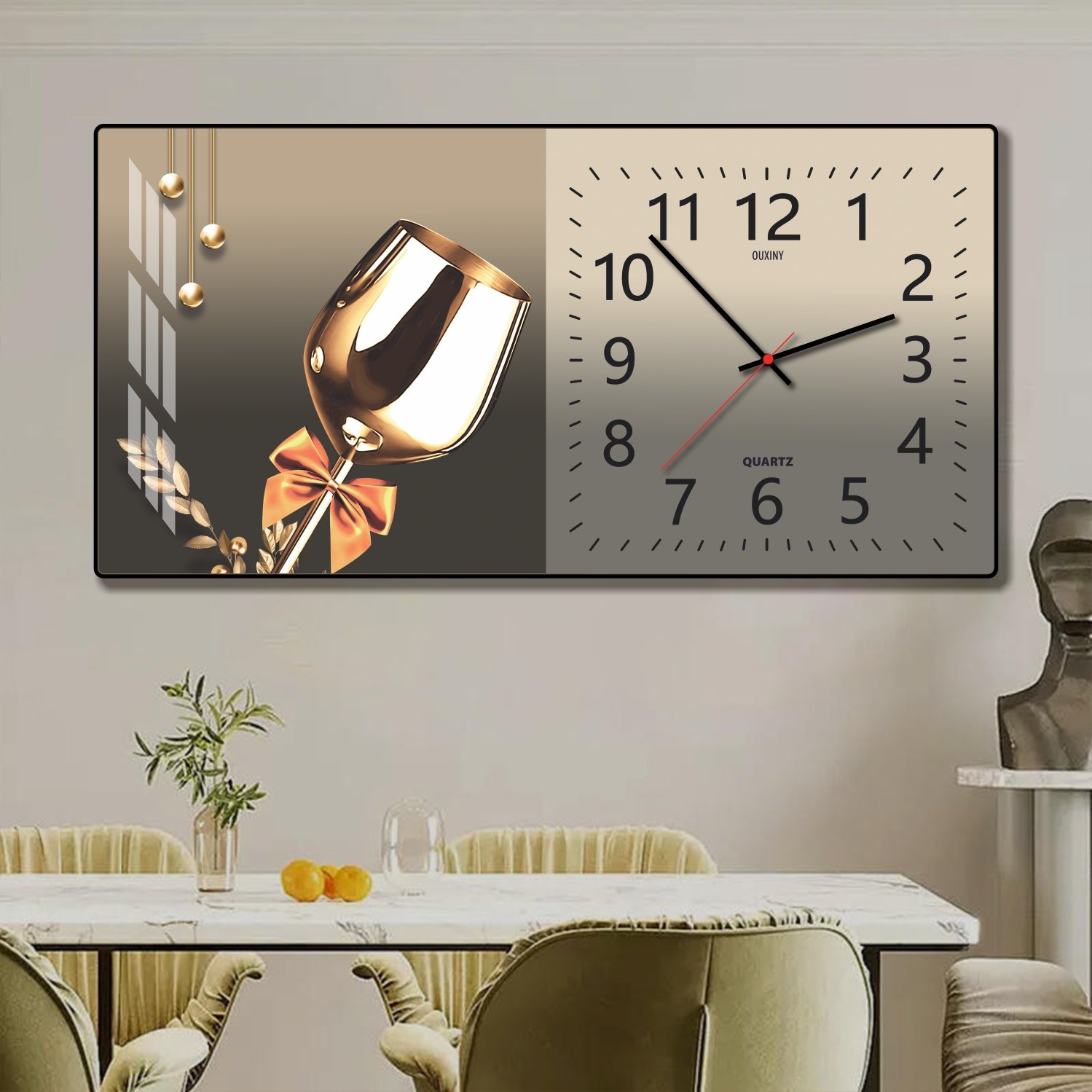 Tranh Đồng Hồ Treo Tường UV Pha Lê Bóng Ly Nghệ Thuật