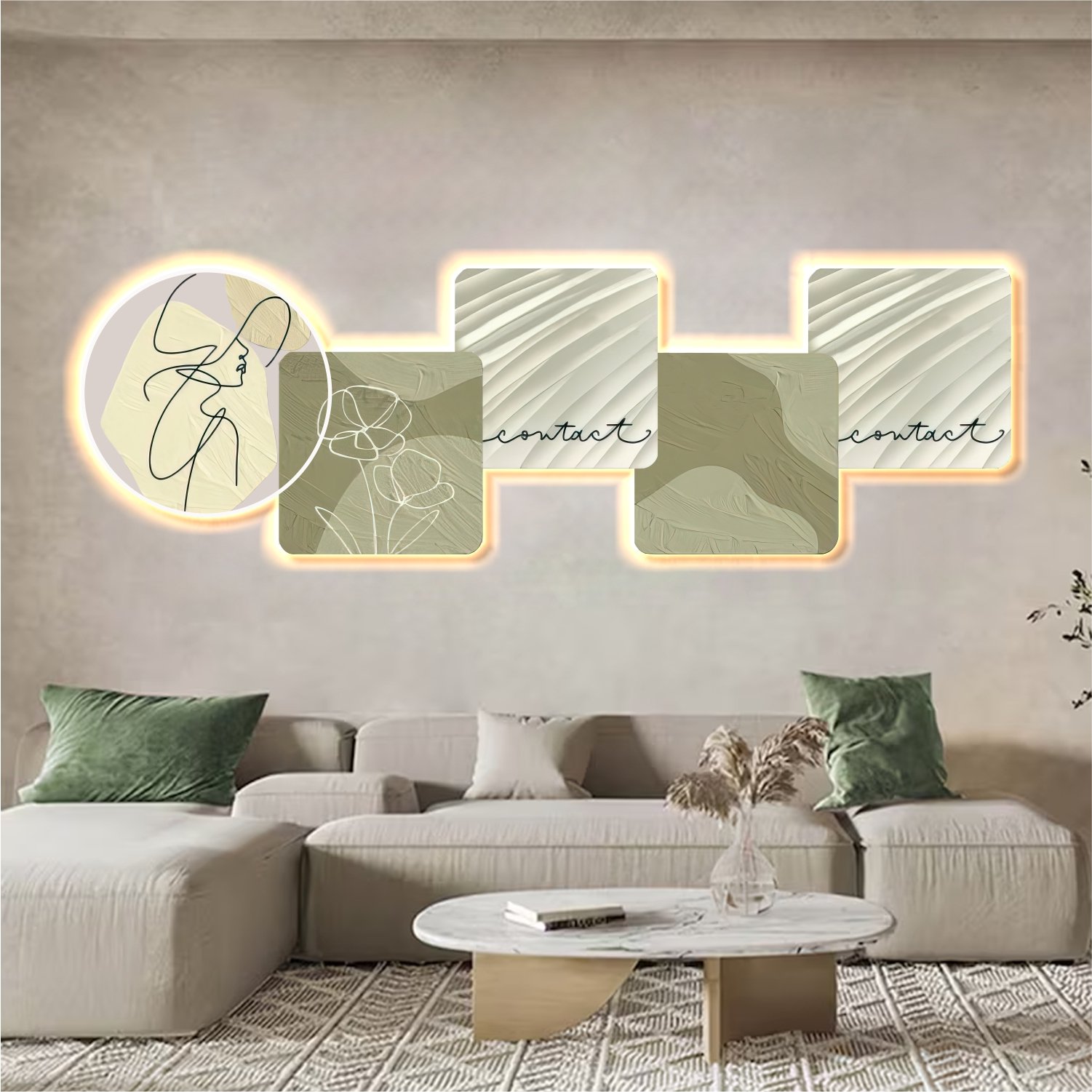 Tranh Đèn Led Tráng Gương Pha Lê Nghệ Thuật Đơn Giản 280