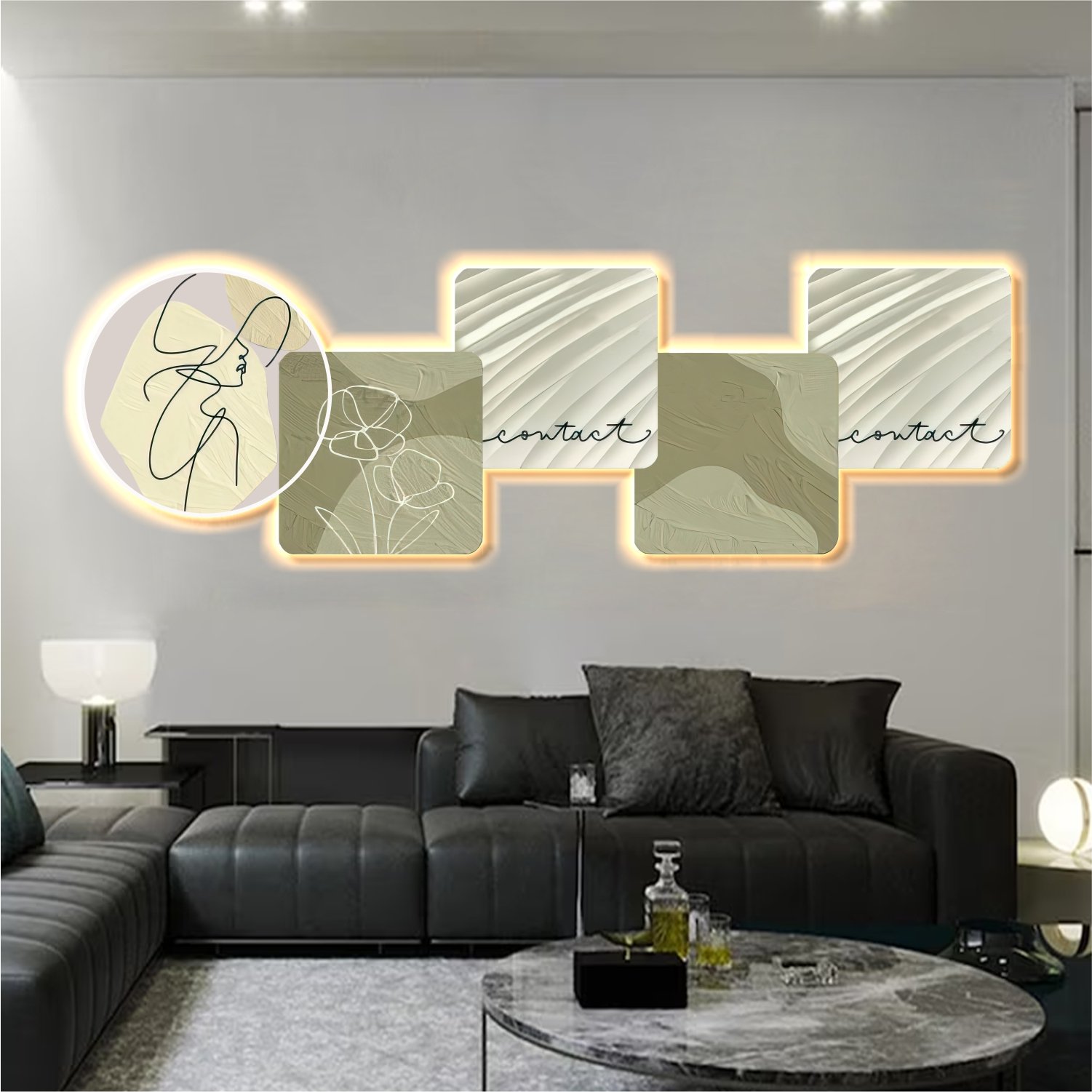 Tranh Đèn Led Tráng Gương Pha Lê Nghệ Thuật Đơn Giản 280