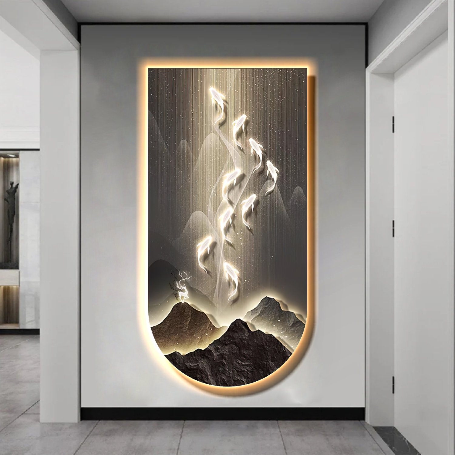 Tranh đèn LED treo tường trang trí phòng khách hiện đại mẫu 205