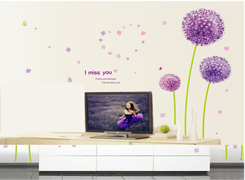 Decal dán tường tú cầu tím 3