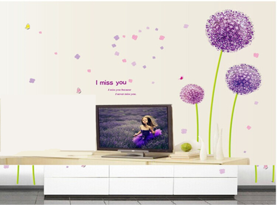 Decal dán tường tú cầu tím 3