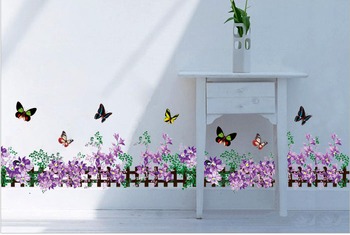 Decal dán chân tường hoa tím