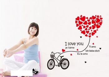 Decal Xe đạp trái tim đỏ