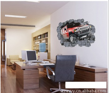 Decal dán tường Xe hơi 3D