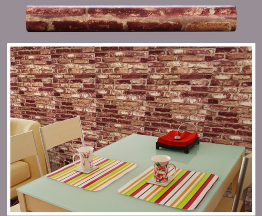 Giấy decal cuộn giả gạch đỏ 2